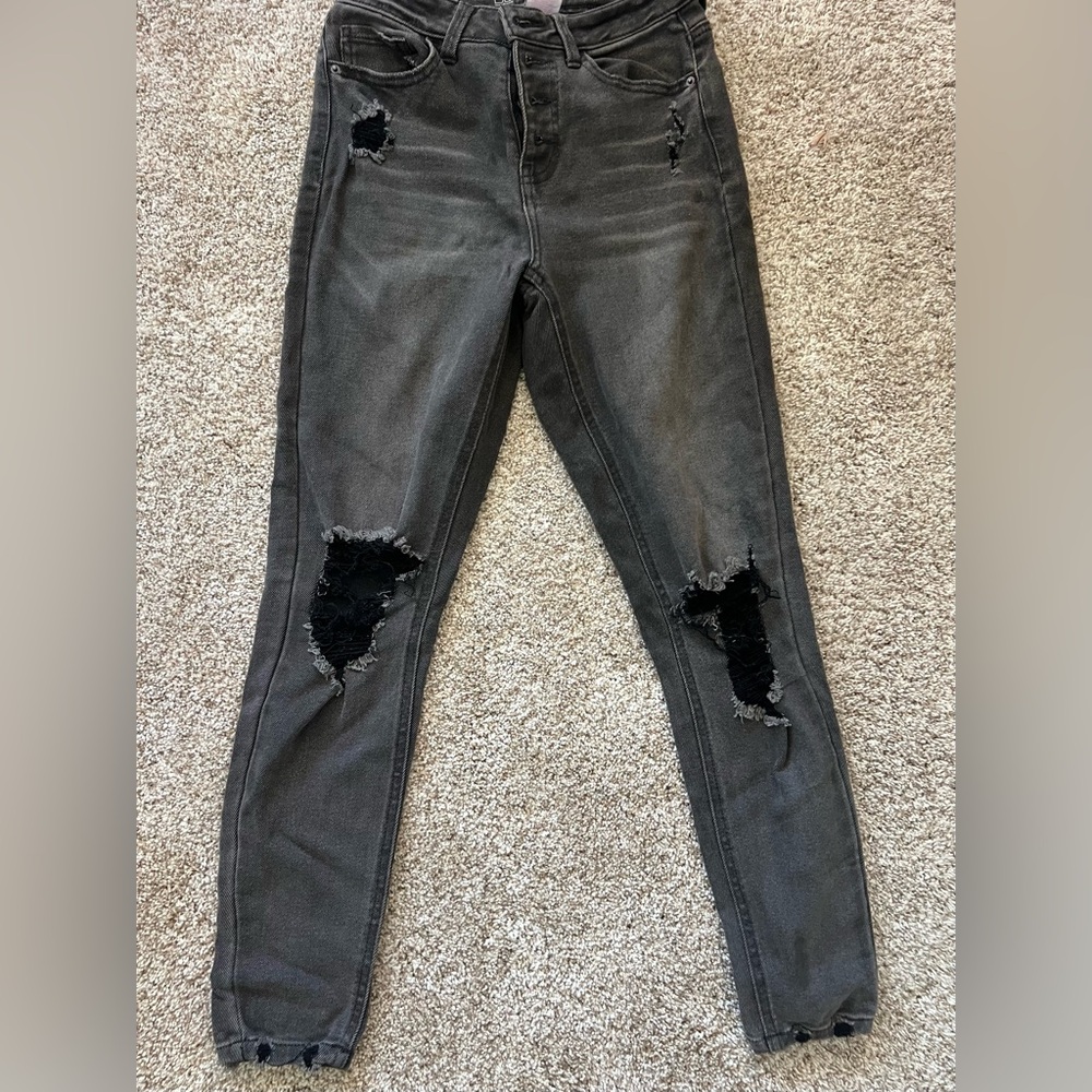 Trendy Ripped Charcoal Jeans